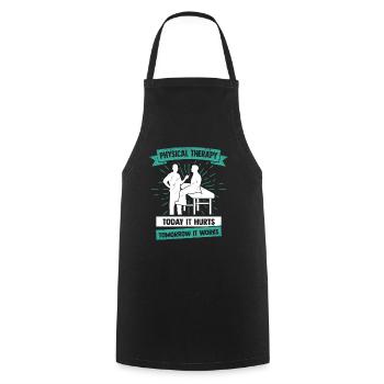 Cadeau de physiothérapeute - Tablier de cuisine - noir - Devant - AI Model Male 185 dark (185cm)