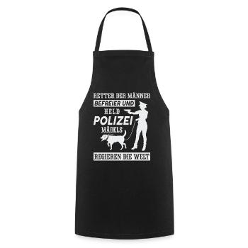 Polizistin Polizei Geschenk Damen Frauen Polizist - Kochschürze - Schwarz - Vorne - AI Model Male 185 dark (185cm)