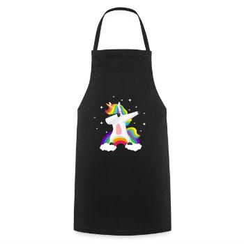 Unicorn surfs cool on the rainbow - Cooking Apron - black - Front - AI Model Male 185 dark (185cm)