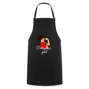 Portugiesisches Mädchen, portugiesische Frauen - Kochschürze - Schwarz - Vorne - AI Model Male 185 dark (185cm)