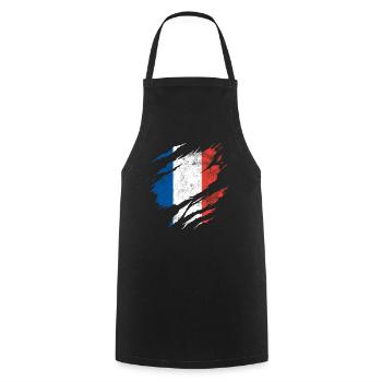 Drapeau de la France - Tablier de cuisine - noir - Devant - AI Model Male 185 dark (185cm)