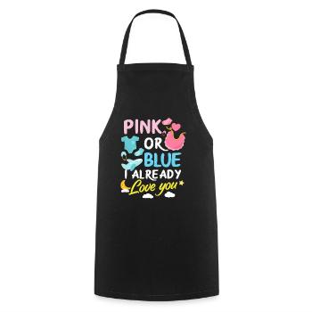 Pink oder Blau Gender Reveal Baby Party - Kochschürze - Schwarz - Vorne - AI Model Male 185 dark (185cm)