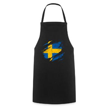Schweden Flagge - Kochschürze - Schwarz - Vorne - AI Model Male 185 dark (185cm)