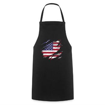 USA Flag - Cooking Apron - black - Front - AI Model Male 185 dark (185cm)