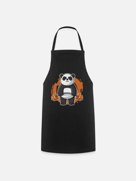 Panda fitness gym workout workout men - Cooking Apron - black