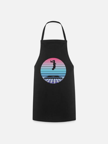 Trampolin Springen Sprung Vaporwave Retro Geschenk - Kochschürze - Schwarz