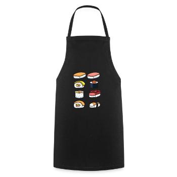 Liste Sushi Maki - Tablier de cuisine - noir - Devant - AI Model Male 185 dark (185cm)