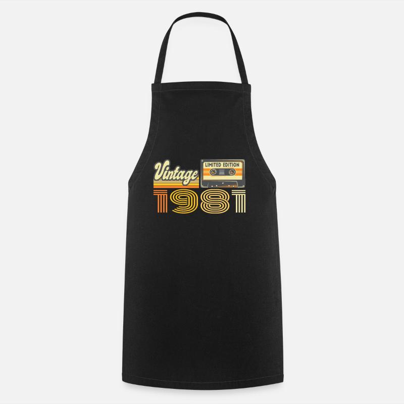 Vintage 1981 Cassette Mixtape - 39th Birthday - Cooking Apron - black