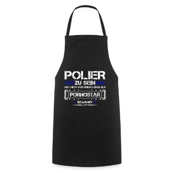POLIER ZU SEIN.... - Kochschürze - Schwarz - Vorne - AI Model Male 185 dark (185cm)