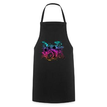 Drums drummer colorful - Cooking Apron - black - Front - AI Model Male 185 dark (185cm)