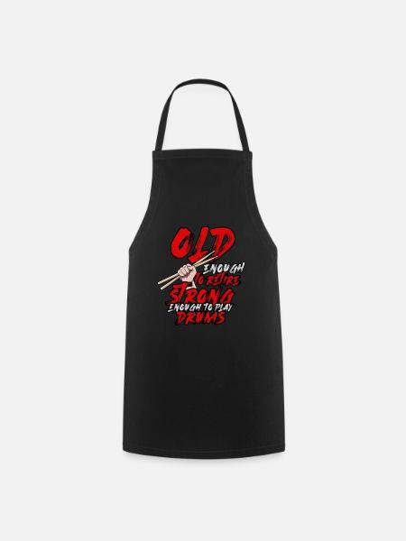 Drums retirees drumsticks band drum music - Cooking Apron - black