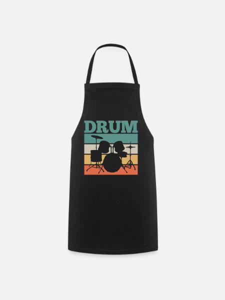 Drummer Drums Retro - Cooking Apron - black