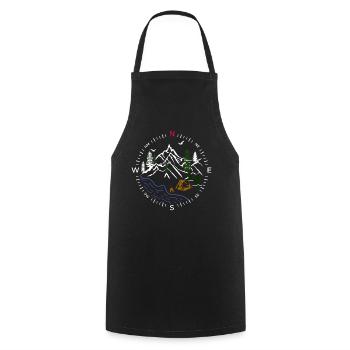 Forest forest compass river camping tent woods nature - Cooking Apron - black - Front - AI Model Male 185 dark (185cm)