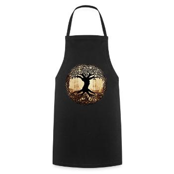 Celtic Tree of Wanderlust - Cooking Apron - black - Front - AI Model Male 185 dark (185cm)