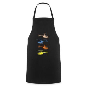 R44 Hubschrauber Helikopter Fluglehrer Flugschüler - Kochschürze - Schwarz - Vorne - AI Model Male 185 dark (185cm)