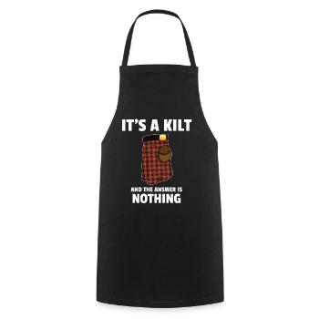 It's a kilt and the answer is nothing Scotland - Cooking Apron - black - Front - AI Model Male 185 dark (185cm)