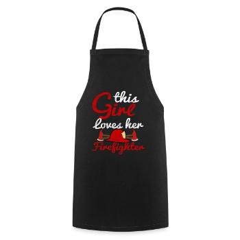 Service d'incendie femme pompier appel d'urgence clignotant - Tablier de cuisine - noir - Devant - AI Model Male 185 dark (185cm)