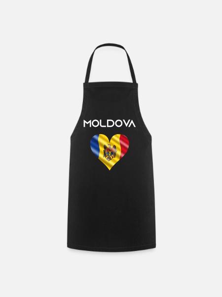 Moldau Moldawien Moldova Herz Flagge Geschenk - Kochschürze - Schwarz