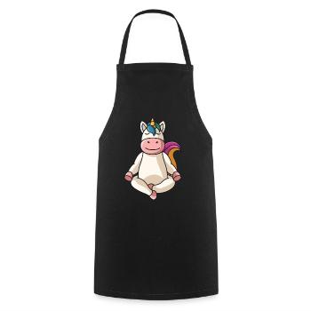 Unicorn yoga mandala spiritual yoga ladies saying - Cooking Apron - black - Front - AI Model Male 185 dark (185cm)