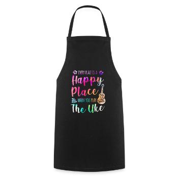Chaque endroit est un endroit heureux Joueur de ukulélé Hawaii - Tablier de cuisine - noir - Devant - AI Model Male 185 dark (185cm)