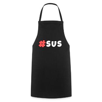 #sus Among Us Humor - Kochschürze - Schwarz - Vorne - AI Model Male 185 dark (185cm)