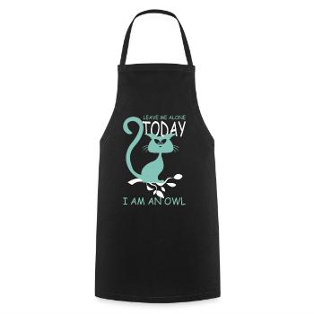 Chouette chat - Tablier de cuisine - noir - Devant - AI Model Male 185 dark (185cm)