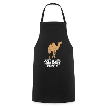 Une fille Le chameau aime les chameaux Dromèdes - Tablier de cuisine - noir - Devant - AI Model Male 185 dark (185cm)
