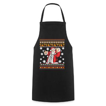 Ugly Christmas Hip Hop Rap Santa Yo Ho Ho Ho - Kochschürze - Schwarz - Vorne - AI Model Male 185 dark (185cm)