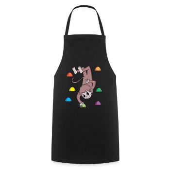 Affe an der Kletterwand - Klettern - Geschenk - Kochschürze - Schwarz - Vorne - AI Model Male 185 dark (185cm)