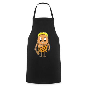 Stone age man egg - Cooking Apron - black - Front - AI Model Male 185 dark (185cm)