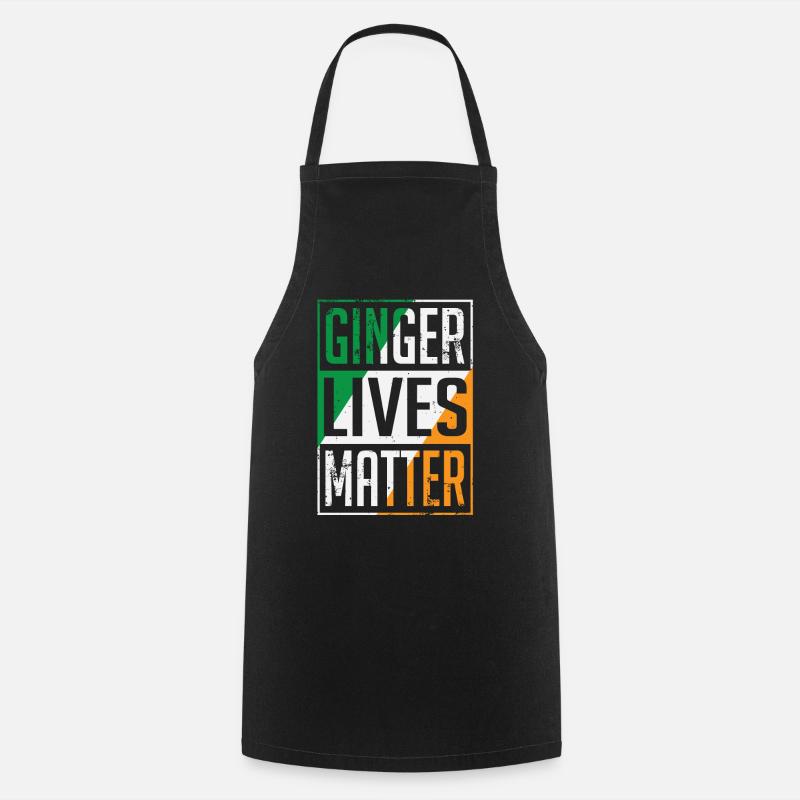 Ginger Lives Matter Irish Flag St Patricks Day - Cooking Apron - black
