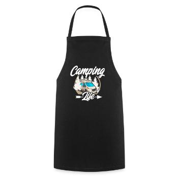 Camping vie - Tablier de cuisine - noir - Devant - AI Model Male 185 dark (185cm)