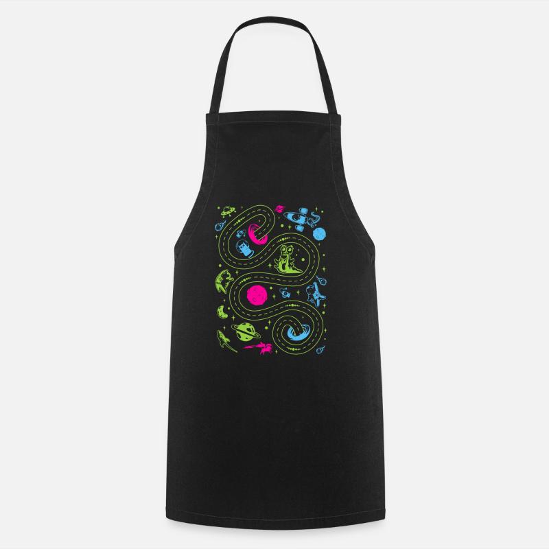 Outer Space Car Track Kids - Cooking Apron - black