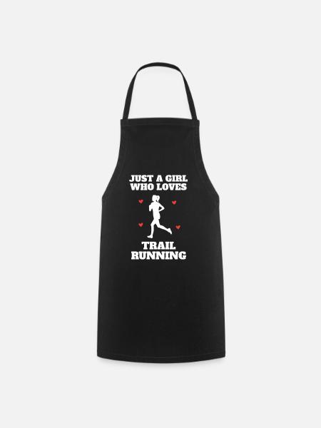 Mountain Trail Running Girl Woman - Cooking Apron - black