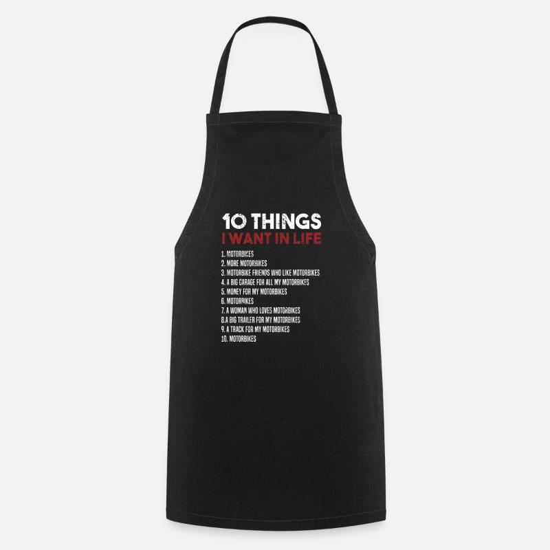 I want motorbikes - Cooking Apron - black