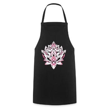 Lotus Mandala Rosa Farbe - Kochschürze - Schwarz - Vorne - AI Model Male 185 dark (185cm)