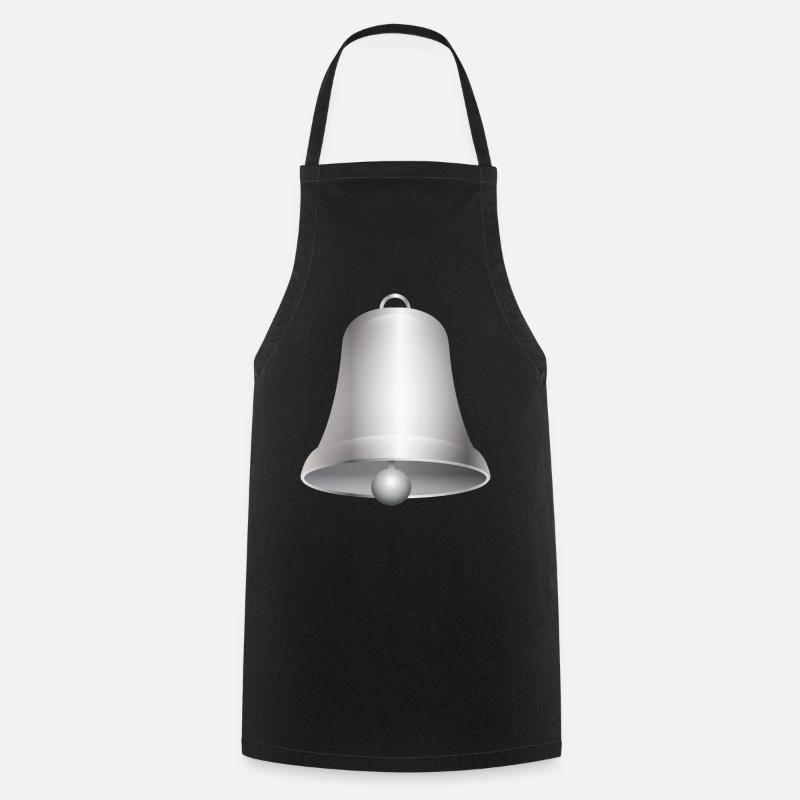 große silberfarbene Kirchen Glocke oder Glöckchen - Kochschürze - Schwarz