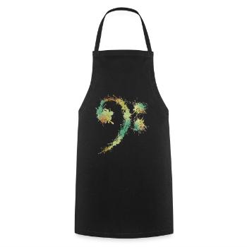 Bass Clef Retro - Cadeau d'amateurs de musique drôle - Tablier de cuisine - noir - Devant - AI Model Male 185 dark (185cm)