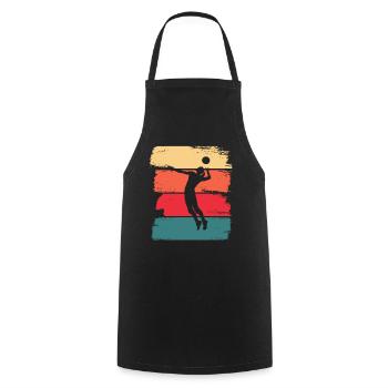 Volleyball Retro Beach Volleyball Ladies - Cooking Apron - black - Front - AI Model Male 185 dark (185cm)