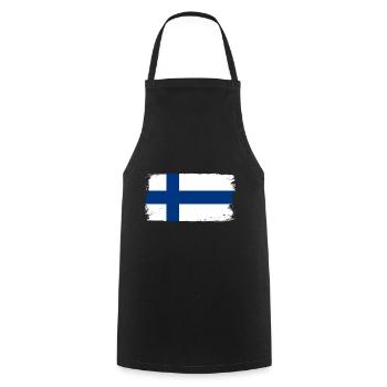 Drapeau de la Finlande - Tablier de cuisine - noir - Devant - AI Model Male 185 dark (185cm)