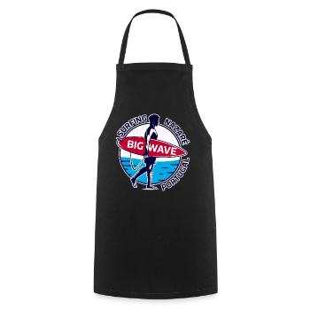 Surfing Nazaré Big Wave Portugal - Cooking Apron - black - Front - AI Model Male 185 dark (185cm)