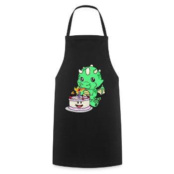 Dragon Baby Birthday Cake Congratulations KInd - Cooking Apron - black - Front - AI Model Male 185 dark (185cm)