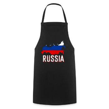 Russia Flag Map - Cooking Apron - black - Front - AI Model Male 185 dark (185cm)