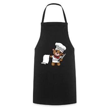 Chef Kitchen Restaurant Gourmet Chef Chefs Teddy - Cooking Apron - black - Front - AI Model Male 185 dark (185cm)