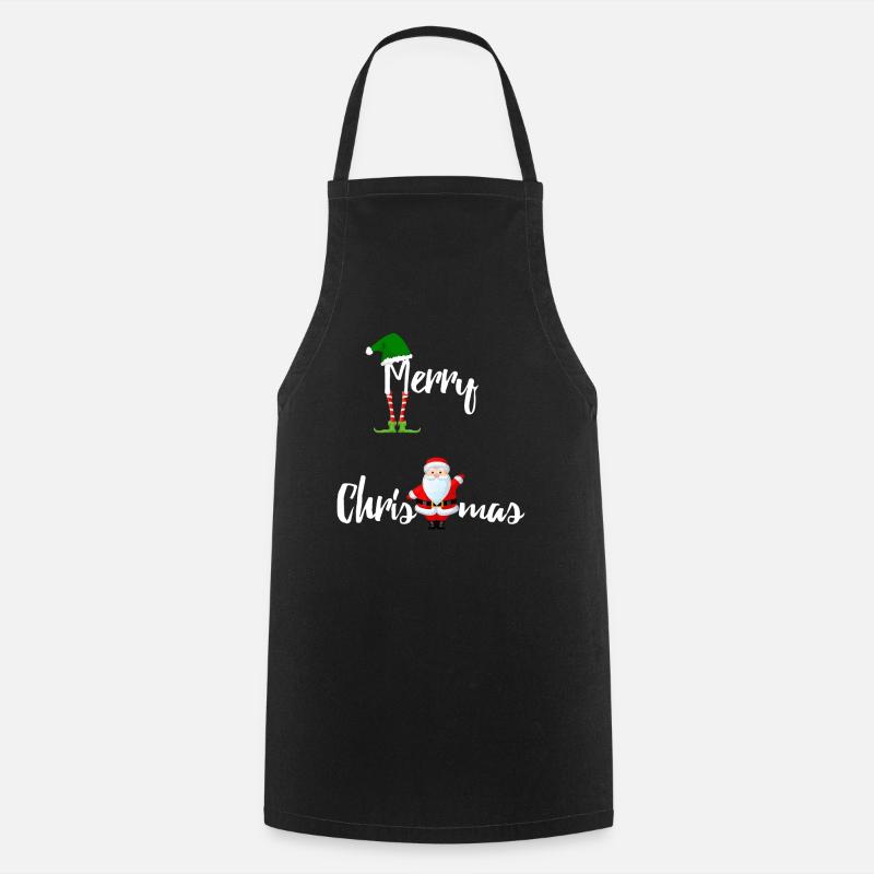 Joyeux Noël avec le Père Noël et l’Elf - Tablier de cuisine - noir