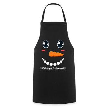 Cute snowman face with Merry Christmas - Cooking Apron - black - Front - AI Model Male 185 dark (185cm)