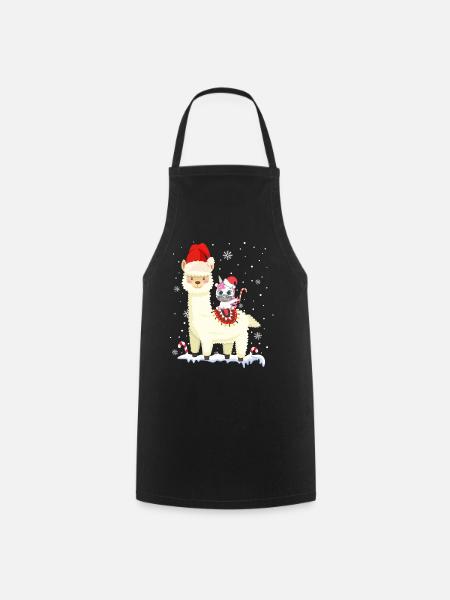Protection de la bouche de Noël Licorne mignon alpaga lama - Tablier de cuisine - noir