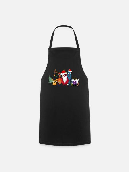 Eine weihnachtliche bunte Monster Familie - Kochschürze - Schwarz