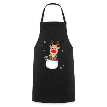 Joyeux Noël Rennes flocons de neige Rudolph - Tablier de cuisine - noir - Devant - AI Model Male 185 dark (185cm)
