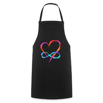 Polyamory - Infinity Heart - Polyamorie Artwork - Kochschürze - Schwarz - Vorne - AI Model Male 185 dark (185cm)